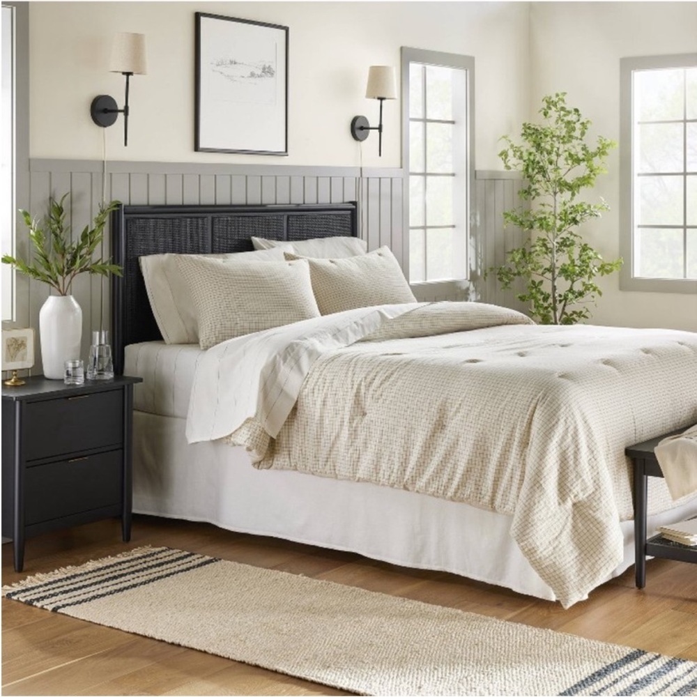 NWT 3pc Full/Queen Mini Grid Stitch Comforter Bedding Set Railroad Gray - Picture 3 of 7